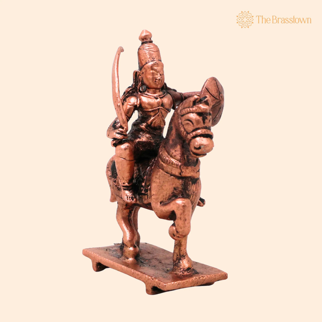 Copper Kalki Avatar Vishnu Idol – Handcrafted Horse Rider Kalki Bhagwan Narayan Murti for Puja Home Temple Décor 2.7 Inch 1