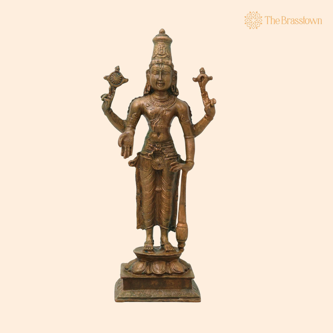 Bronze Vishnu Idol – Handcrafted Traditional Murti for Puja, Home Mandir &amp; Décor 8 Inch 1