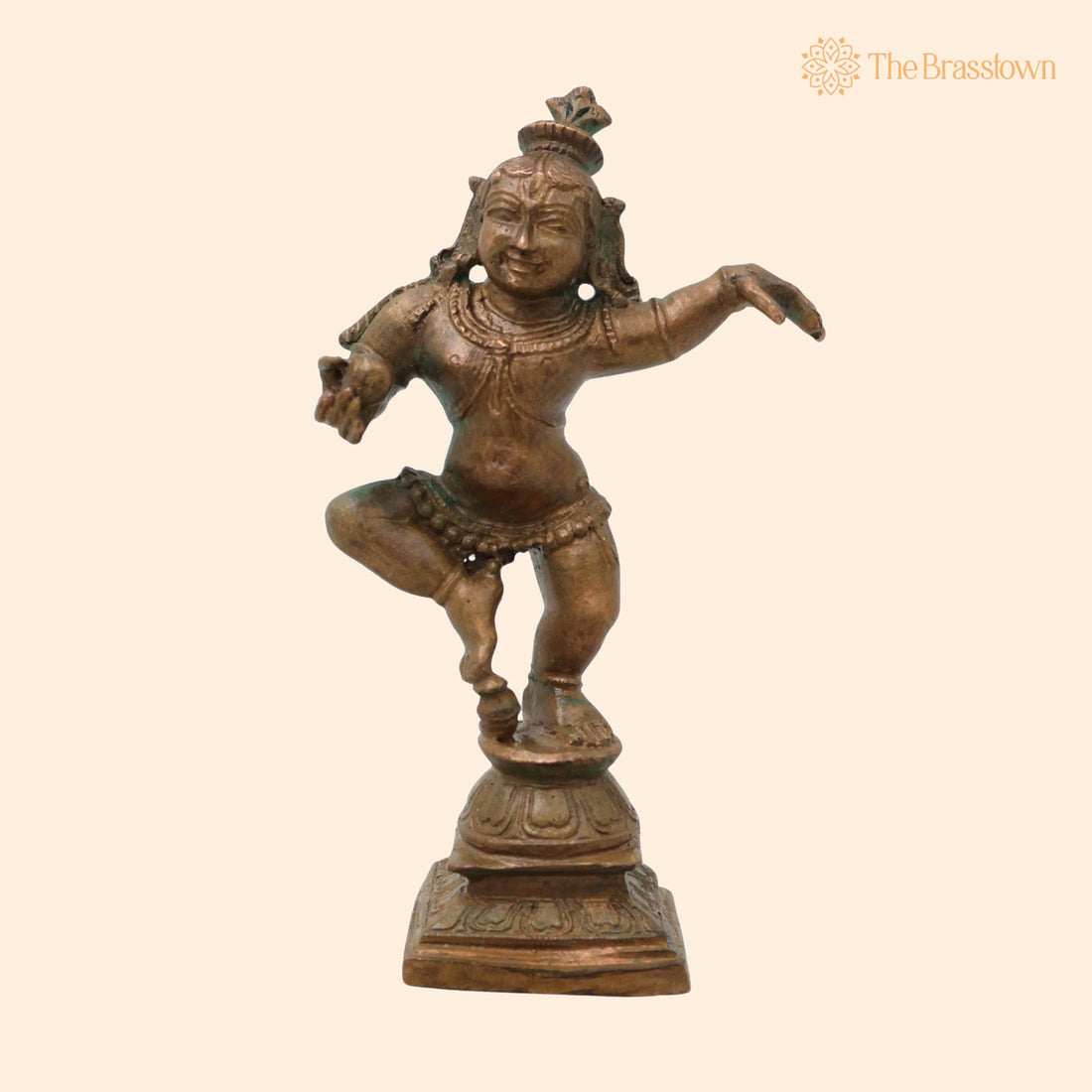 Bronze Krishna Idol Laddu Gopal – Handcrafted Murli, Manohar, Govind Bal Krishna Statue for Pooja Home Décor 4.5 Inch 1