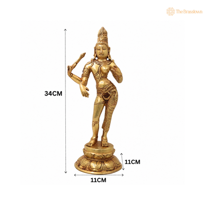 Brass Ardhanarishwara Idol – Shiva Shakti Half Male Female Murti for Pooja, Home Mandir, Spiritual Décor &amp; Gifting 13.5 Inch