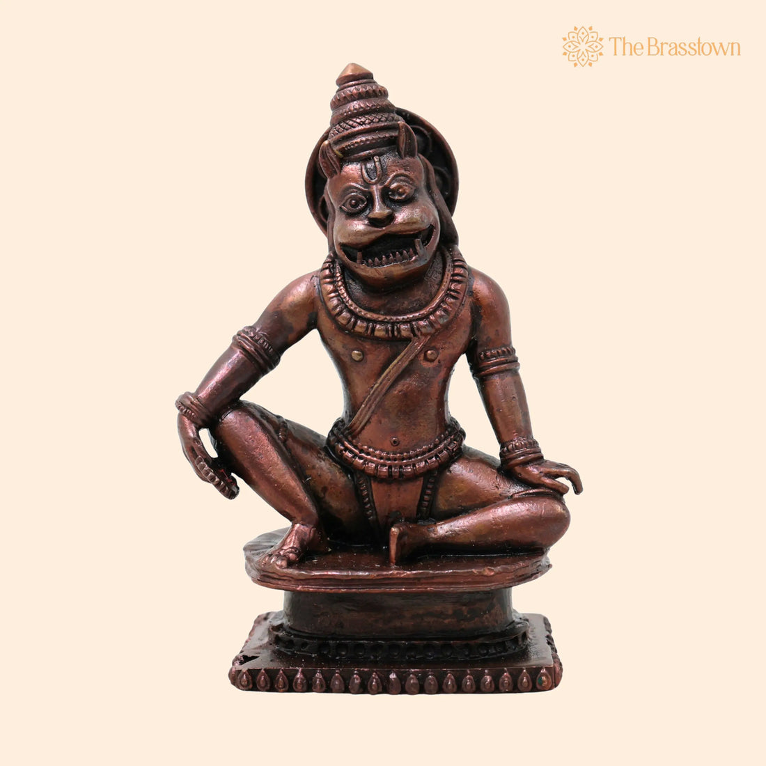 Copper Handcrafted Lakshmi Narasimha Idol – Ugra Narasimha Swamy Murti, Vishnu Avatar Narasimha Bhagwan Statue 4 Inch 1