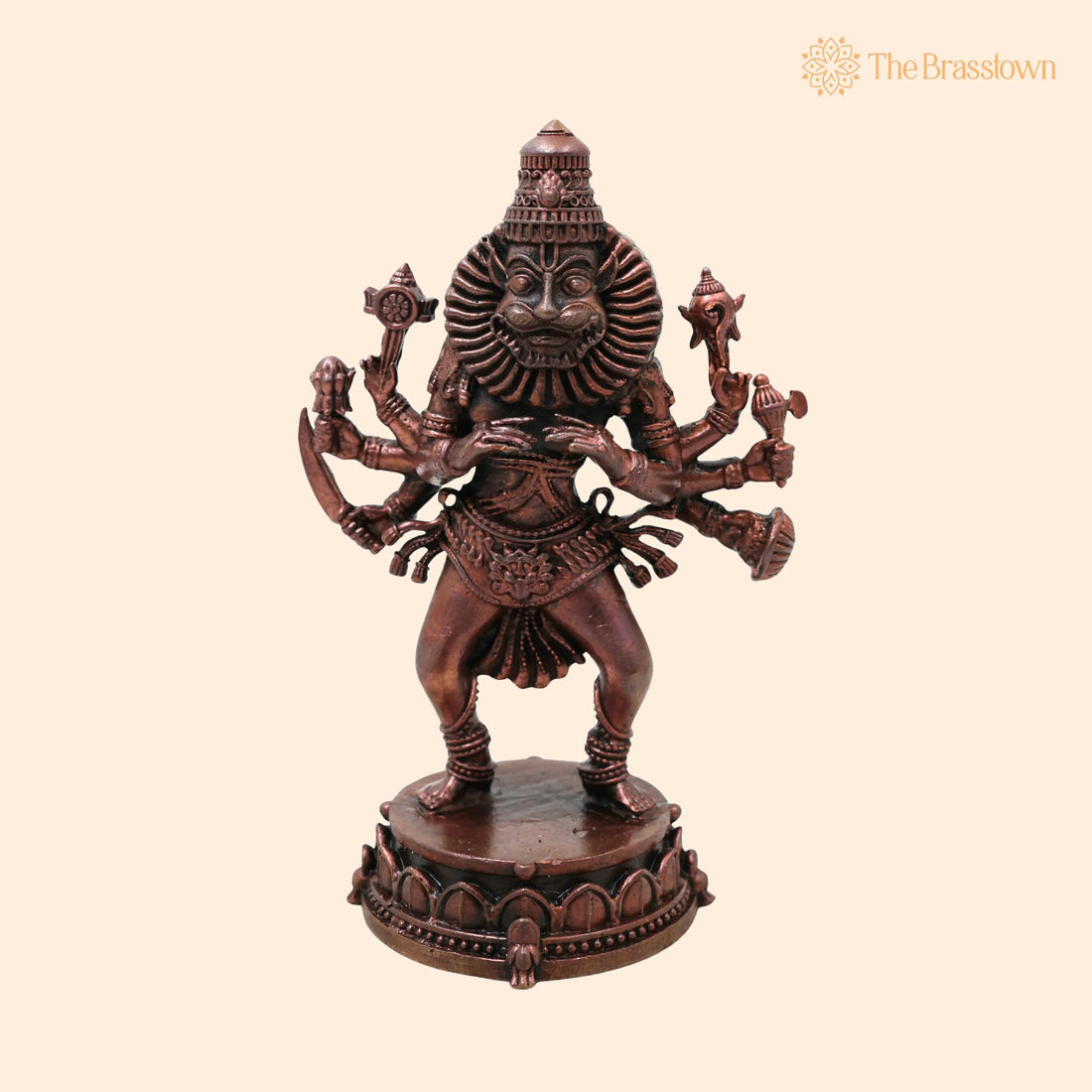 Copper Narasimha Idol – Handcrafted Ugra Narasimha Swamy Murti for Puja, Home Mandir &amp; Décor 5 Inch 1