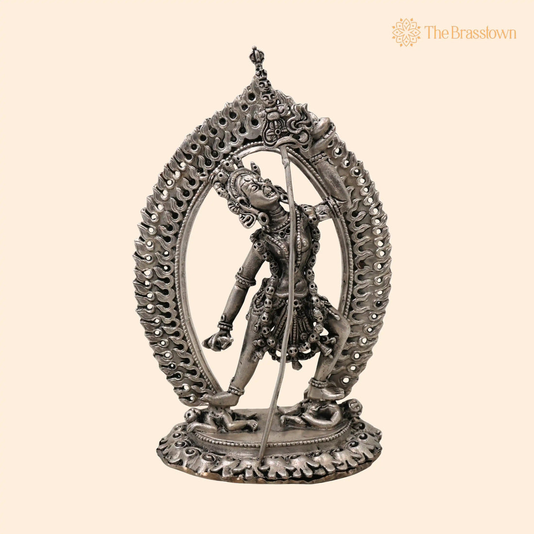 Brass Vajrayogini Idol Silver Coated – Handcrafted Vajra Yogini Devi Dakini Goddess Murti, Tantric Vajrayogini Shakti Statue for Home Pooja 5.5 Inch 1
