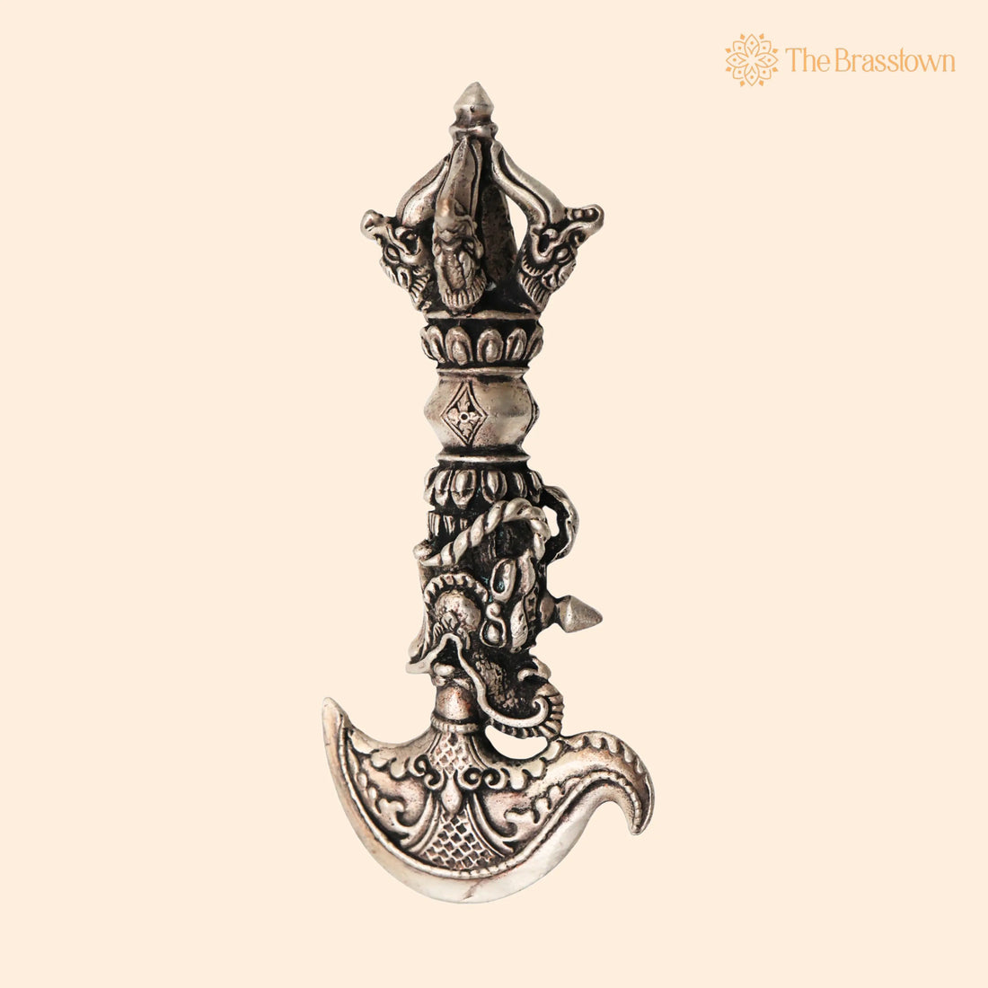 Brass With Silver Coated Handcrafted Dorje Vajra Idol – Tibetan Vajrayudha Indra Vajra Thunderbolt Symbol Statue 4 Inch 1
