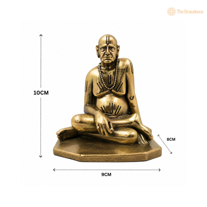 Brass Handcrafted Shri Swami Samarth Maharaj Idol – Divine Swami Samarth Murti for Pooja, Home Mandir, Spiritual Décor &amp; Gifting 4 Inch