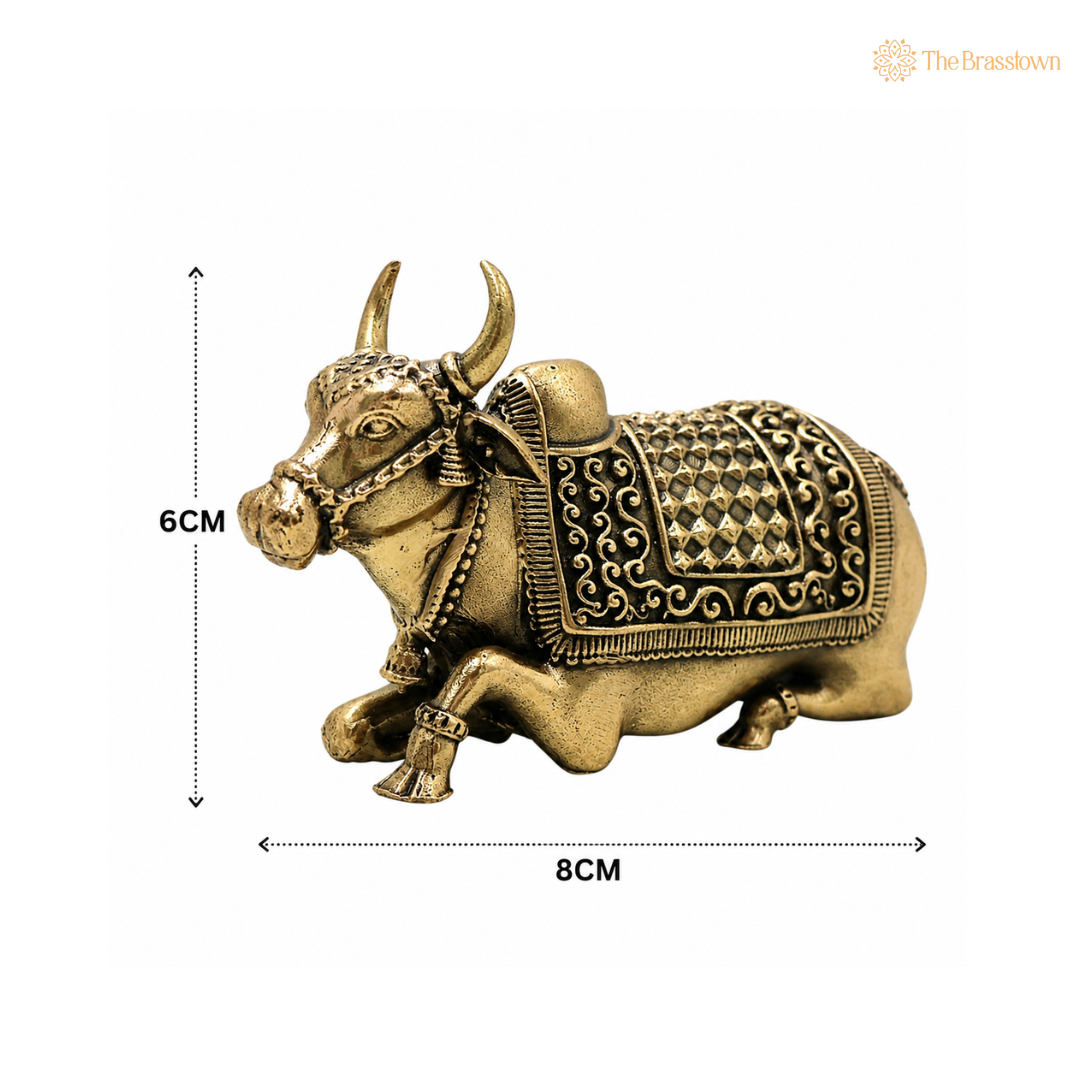 Brass Handcrafted Chola Style Nandi Idol – Sacred Basava Murti for Shivling Pooja, Home Mandir, Spiritual Décor &amp; Gifting 2.5 Inch
