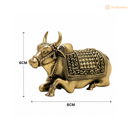 Brass Handcrafted Chola Style Nandi Idol – Sacred Basava Murti for Shivling Pooja, Home Mandir, Spiritual Décor &amp; Gifting 2.5 Inch