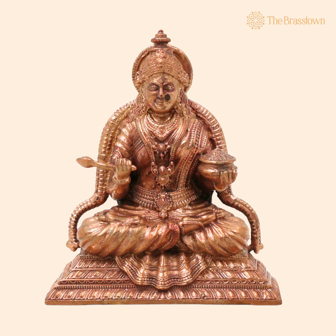 Bronze Annapurna Devi Idol – Handcrafted Traditional Annapoorna Murti for Pooja, Décor &amp; Gifting 3 Inch 1