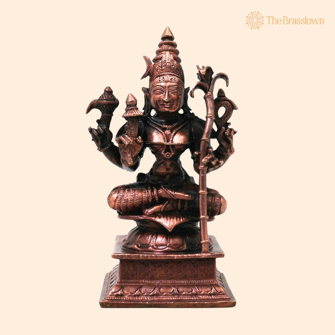 Copper Kamakshi Devi Idol – Handmade Tamra Kamakshi Taamra Devi Thamira Amman Tamba Kamakshi for Home Mandir 4 Inch 1