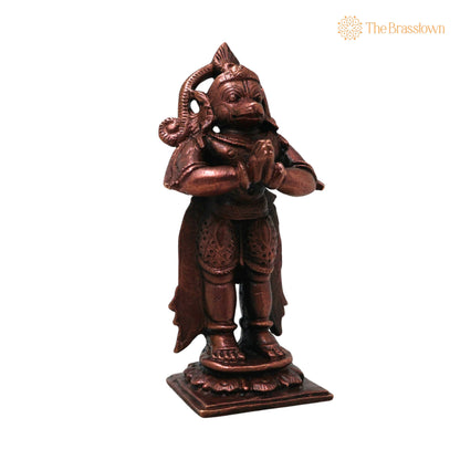 Copper Hanuman Idol – Handmade Anjaneya Bajrangbali Murti for Pooja Home Décor Traditional Chola Gift 3 Inch 2