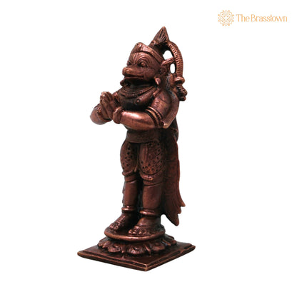 Copper Hanuman Idol – Handmade Anjaneya Bajrangbali Murti for Pooja Home Décor Traditional Chola Gift 3 Inch 3