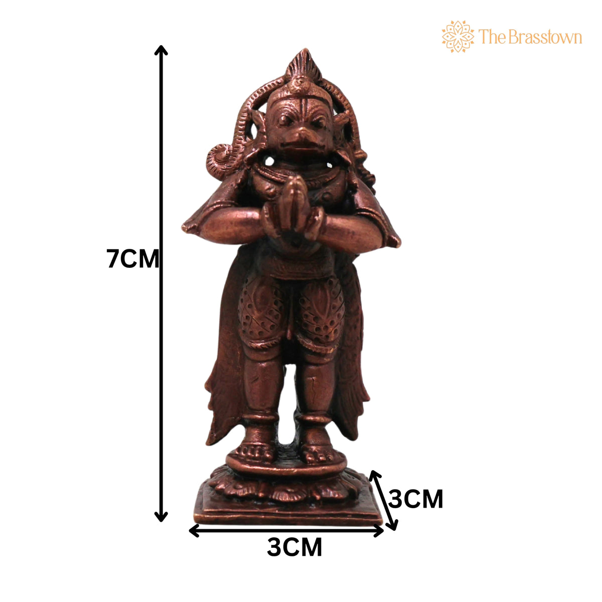 Copper Hanuman Idol – Handmade Anjaneya Bajrangbali Murti for Pooja Home Décor Traditional Chola Gift 3 Inch 5
