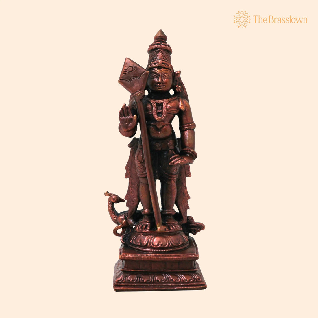 Copper Murugan Idol – Handcrafted Chola Style Subrahmanya Kartikeya Statue for Pooja, Décor &amp; Gifting 4.5 Inch 1