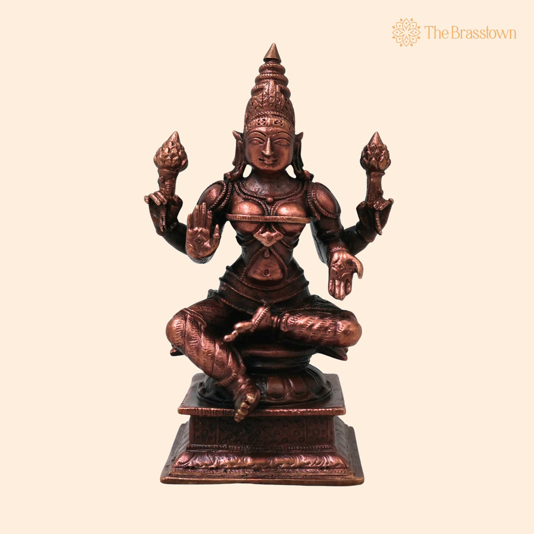 Handcrafted Copper Lakshmi Idol – Mahalakshmi Murti, Traditional Shri Vigraham for Pooja, Vastu &amp; Décor 4.5 Inch 1