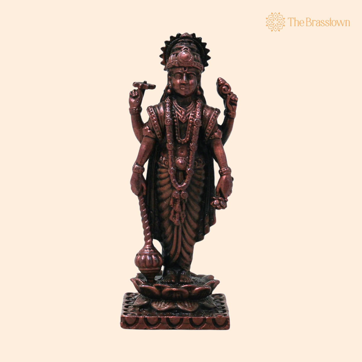 Handcrafted Copper Vishnu Idol – Vastu, Temple &amp; Homedecor 2.5 Inch 1