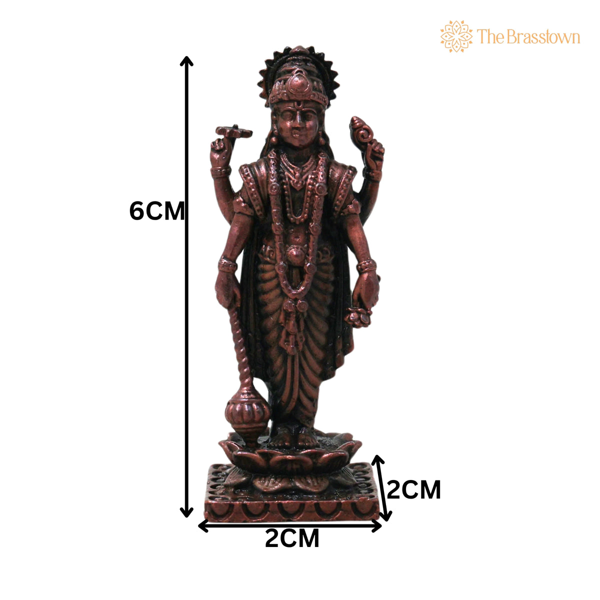 Handcrafted Copper Vishnu Idol – Vastu, Temple &amp; Homedecor 2.5 Inch 5