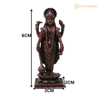 Handcrafted Copper Vishnu Idol – Vastu, Temple &amp; Homedecor 2.5 Inch 5