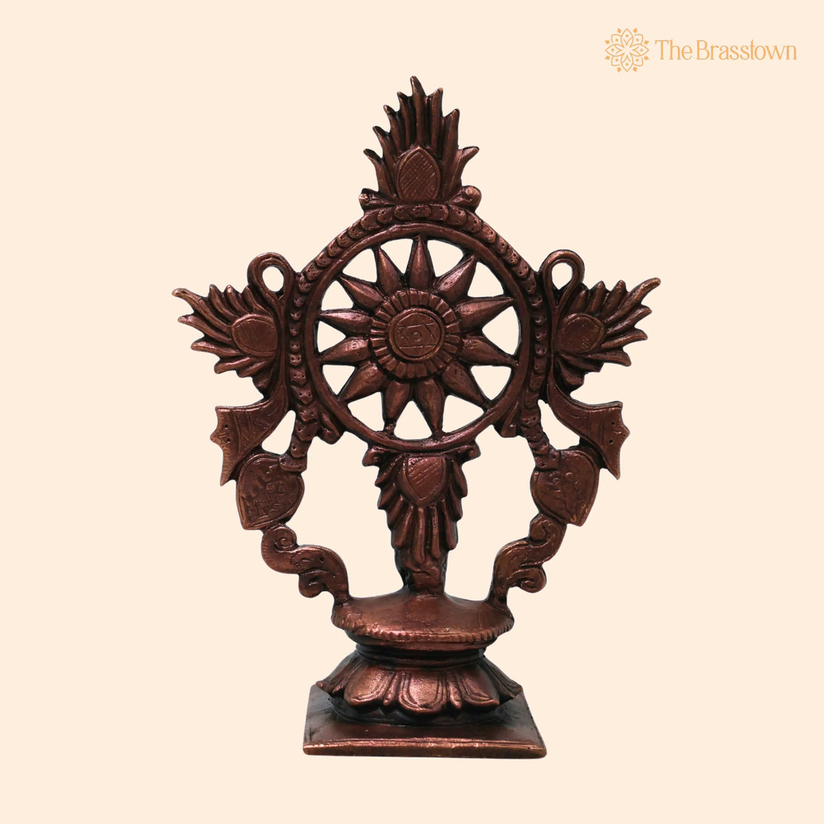 Copper Handcrafted Sudarshan Chakra Wall Décor for Pooja – Vishnu Mandir, Vastu &amp; Spiritual Gifting 4 Inch 1