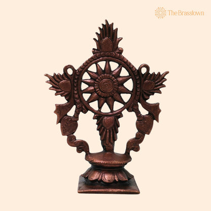 Copper Handcrafted Sudarshan Chakra Wall Décor for Pooja – Vishnu Mandir, Vastu &amp; Spiritual Gifting 4 Inch 1