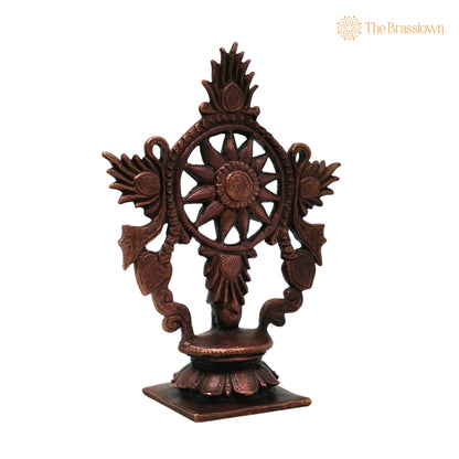 Copper Handcrafted Sudarshan Chakra Wall Décor for Pooja – Vishnu Mandir, Vastu &amp; Spiritual Gifting 4 Inch 2