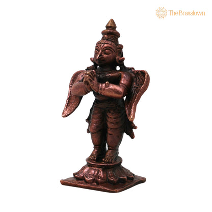 Copper Garuda Dev Idol – Handcrafted Traditional Murti for Puja, Home Mandir &amp; Décor 3 Inch 3