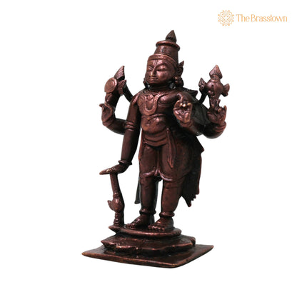 Copper Handcrafted Vishnu Murti Idol – Home Décor &amp; Gifting 3 Inch 3