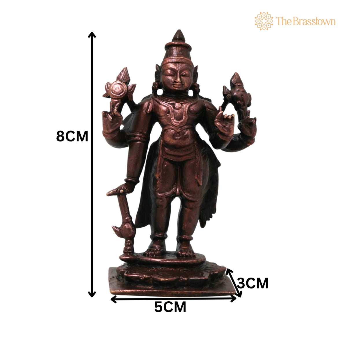 Copper Handcrafted Vishnu Murti Idol – Home Décor &amp; Gifting 3 Inch 5