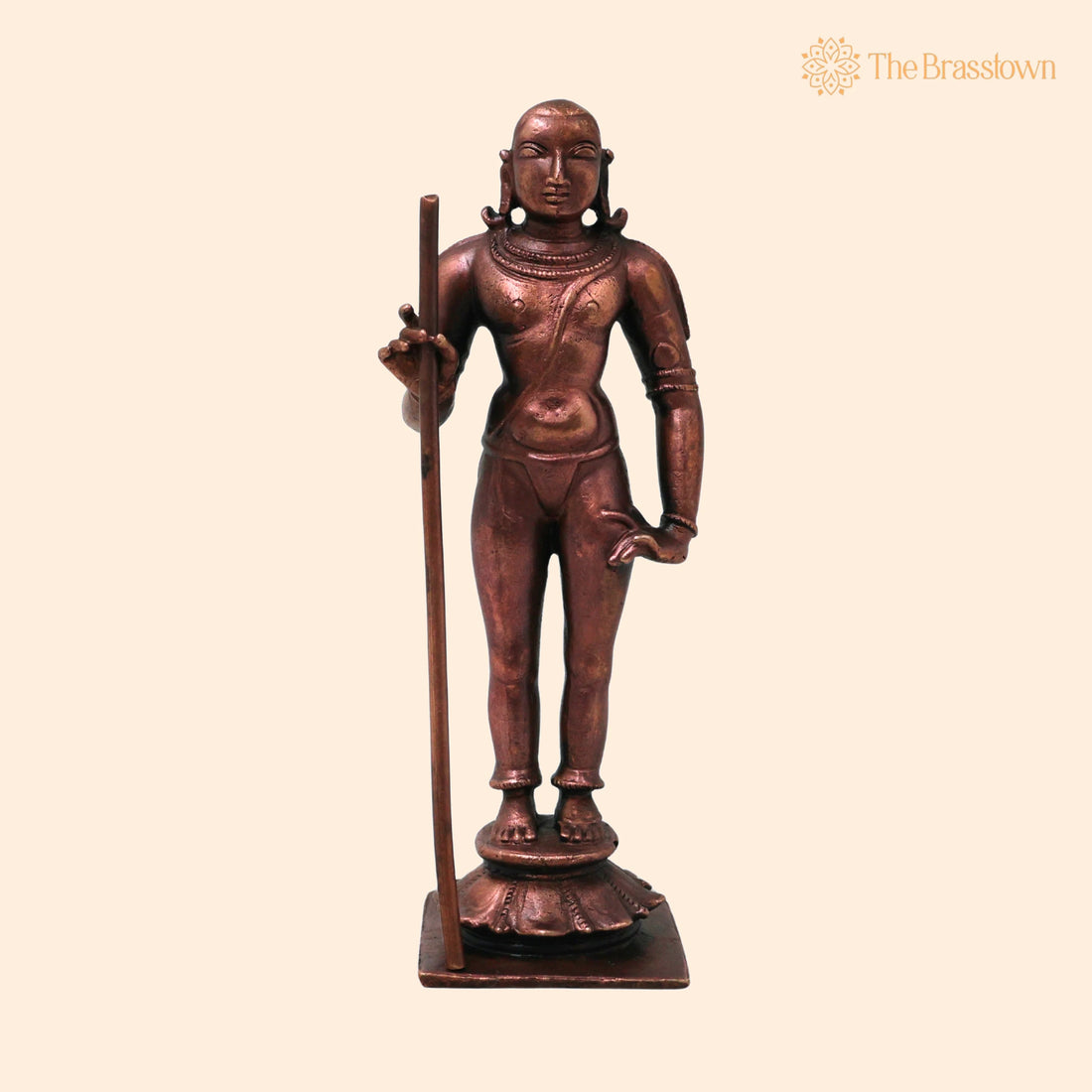 Copper Dandayuthapani Murugan Idol – Handmade Traditional Palani Subramanya Statue for Pooja Décor Gift 4.5 Inch 1