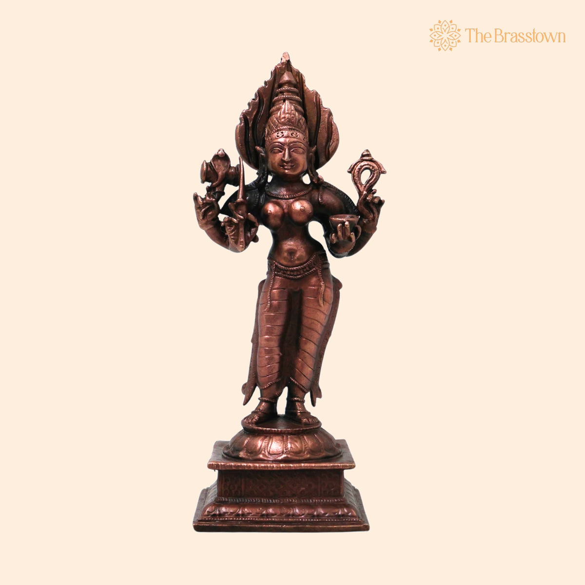 Copper Handcrafted Mariamman Idol for Puja, Home Mandir &amp; Décor 5.5 Inch 1