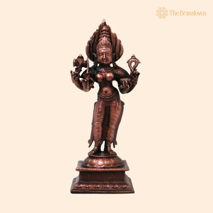 Copper Handcrafted Mariamman Idol for Puja, Home Mandir &amp; Décor 5.5 Inch 1