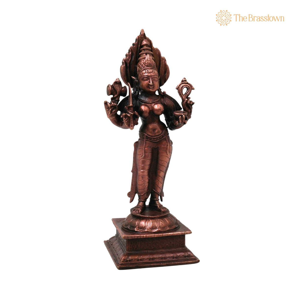 Copper Handcrafted Mariamman Idol for Puja, Home Mandir &amp; Décor 5.5 Inch 2
