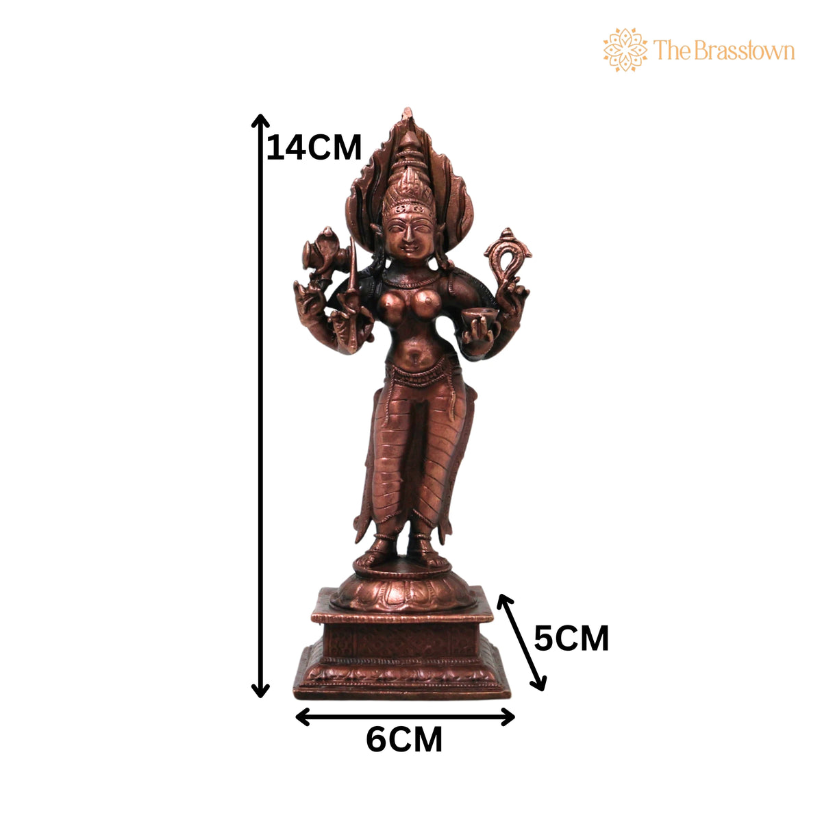 Copper Handcrafted Mariamman Idol for Puja, Home Mandir &amp; Décor 5.5 Inch 5