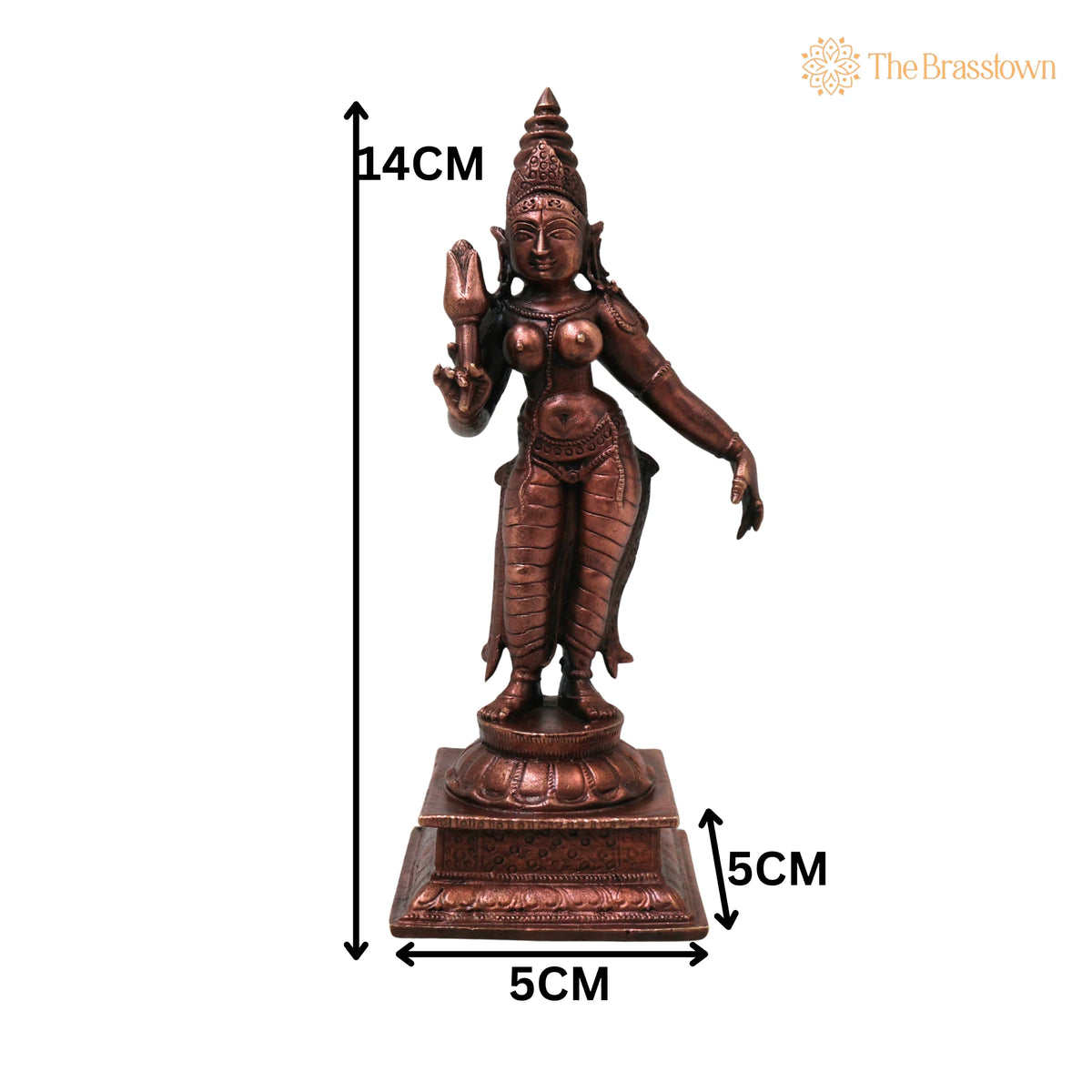 Copper Sree Devi Idol – Handcrafted Traditional Murti for Puja, Home Mandir &amp; Décor 5.5 Inch 5