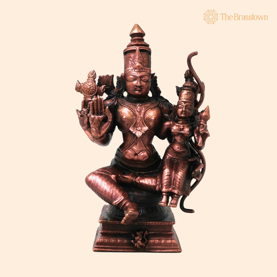 Copper Vishnu Lakshmi Idol – Handcrafted Traditional Murti for Puja, Home Mandir &amp; Décor 5.5 Inch 1