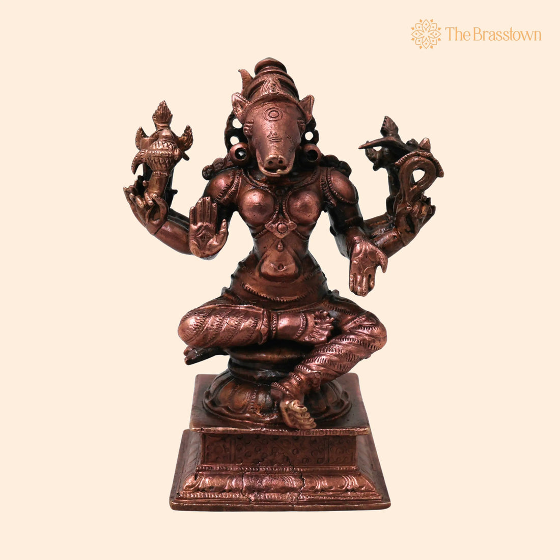 Copper Varahi Amman Idol – Handmade Traditional Chola Style Murti for Pooja Home Décor &amp; Gifting 4 Inch 1