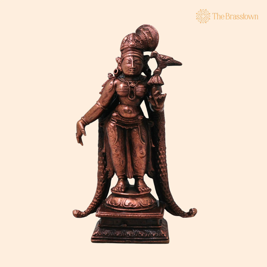 Meenakshi Copper Meenakshi Amman Idol – Handcrafted Traditional Murti for Puja, Home Mandir &amp; Décor 4.5 Inch 1