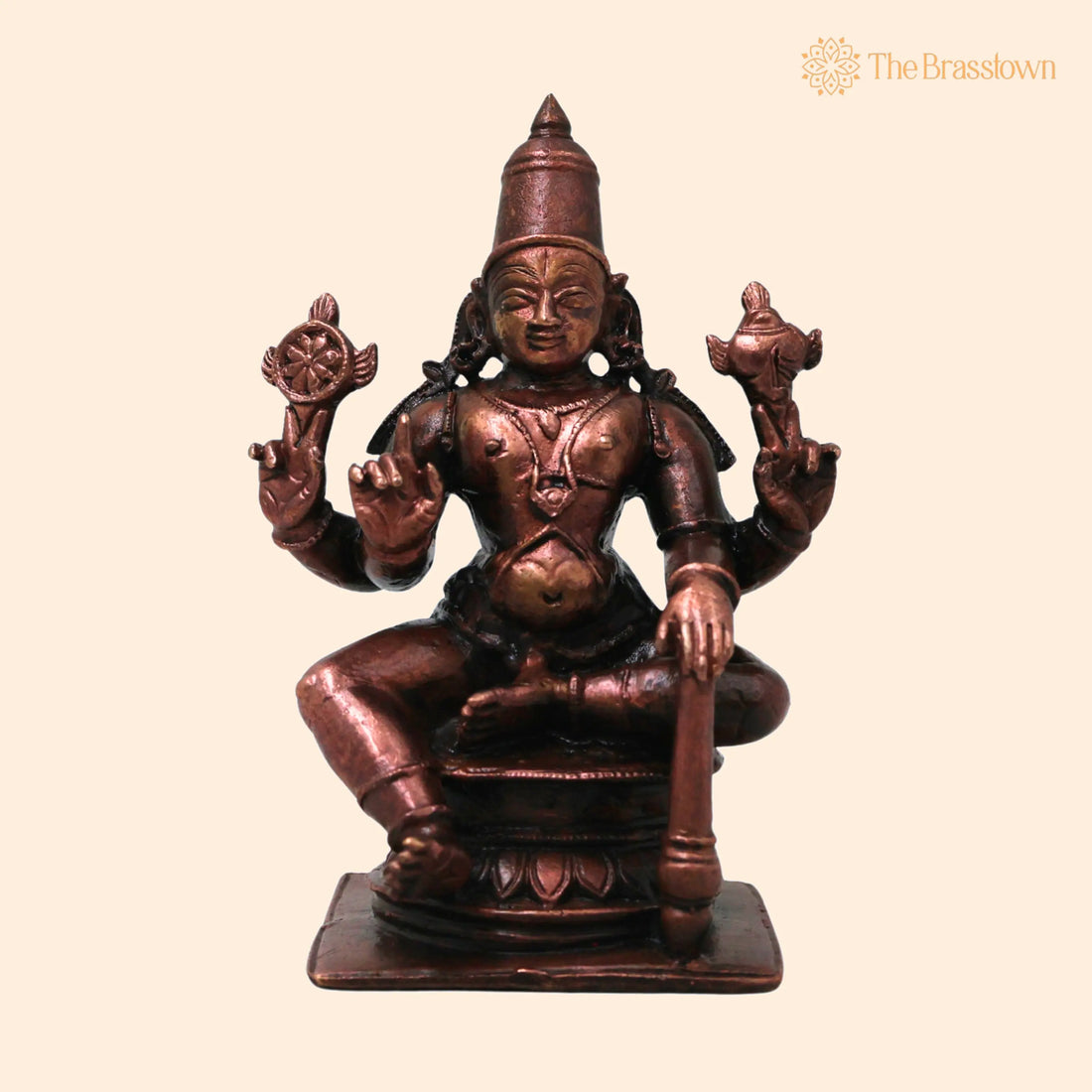 Copper Lord Vishnu Handcrafted Narayana Idol for Pooja – Home Décor, Spiritual Gifting Traditional Style 3 Inch 1