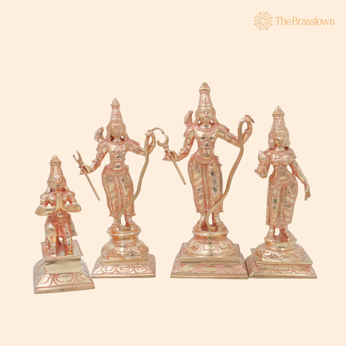 Bronze Ram Darbar Idol with Sita Lakshman Hanuman – Handcrafted Traditional Pooja Home Décor Gift Statue 9.5 Inch 1
