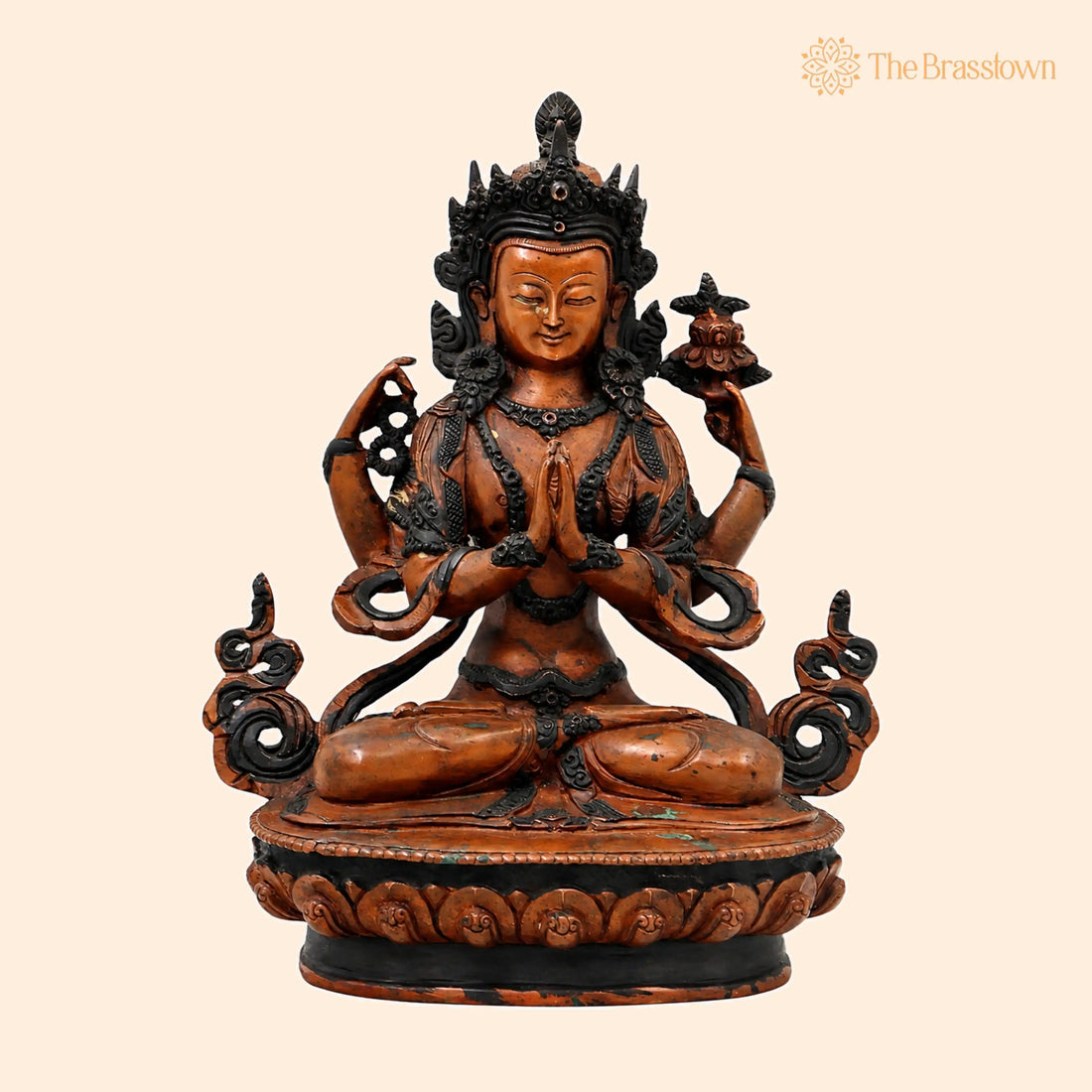 Brass Avalokiteshvara Idol – Padmapani Lokeshvara Handcrafted Traditional Buddhist Pooja Home Décor Gift 8.5 Inch 1