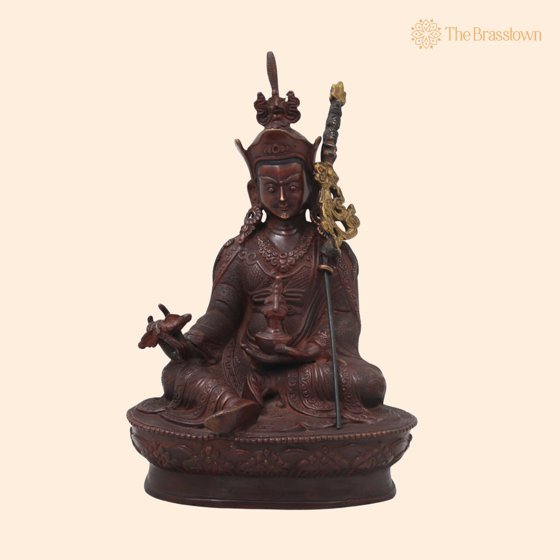 Brass Padmasambhava Guru Rinpoche Sculpture for Home Temple – Handcrafted Traditional Murti for Puja, Home Mandir &amp; Décor 8.5 Inch 1