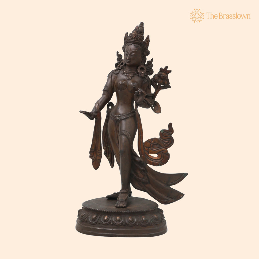 Handcrafted Brass Tara Devi Idol for Meditation – Spiritual Healing for Puja, Home Mandir &amp; Décor 13 Inch 1