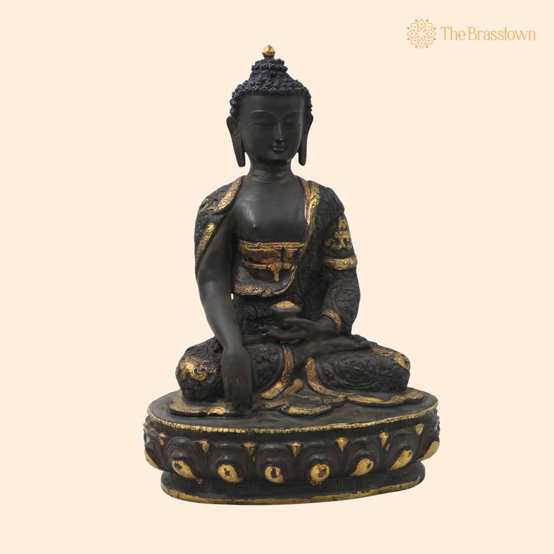 Brass Gautama Buddha Idol – Handmade Traditional Sculpture for Pooja Home Décor Spiritual Gifting 14 Inch 1