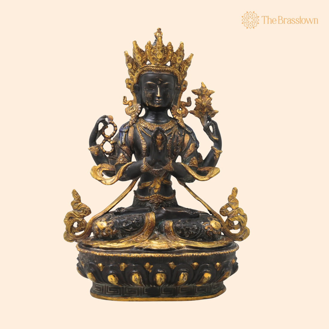 Brass Avalokiteshvara Idol – Handcrafted Padmapani Lokanatha Bodhisattva Statue for Pooja Décor &amp; Gifting 14 Inch 1
