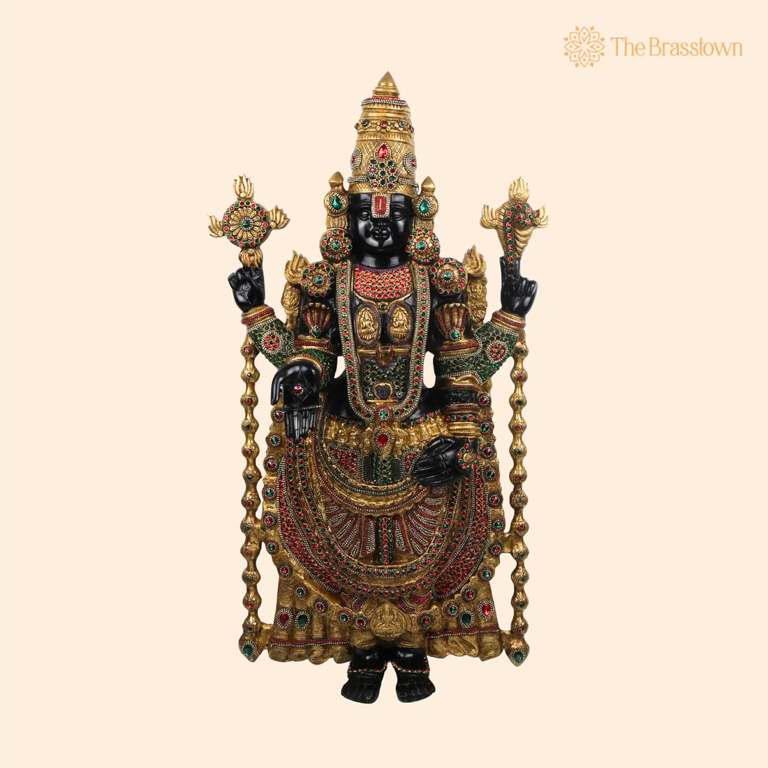 Brass Tirupati Balaji Idol – Handcrafted Venkateswara Swamy Murti for Pooja, Home Décor &amp; Gifting 34.5 Inch 1
