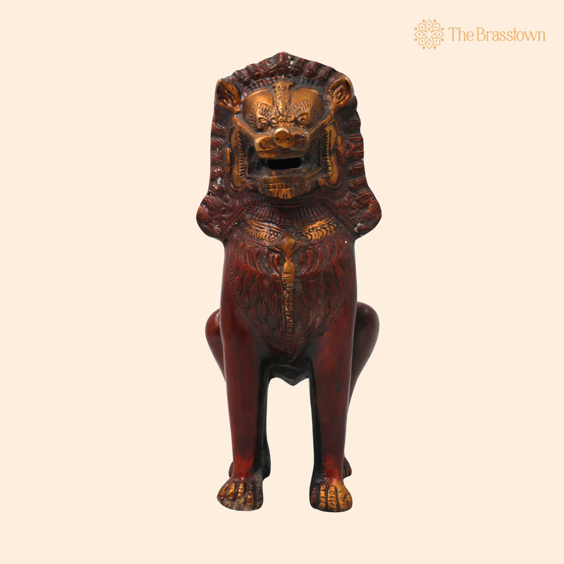 Brass Simha Handcrafted Lion Statue for Home Décor – Pooja, Vastu &amp; Traditional Spiritual Gifting 11 Inch 1
