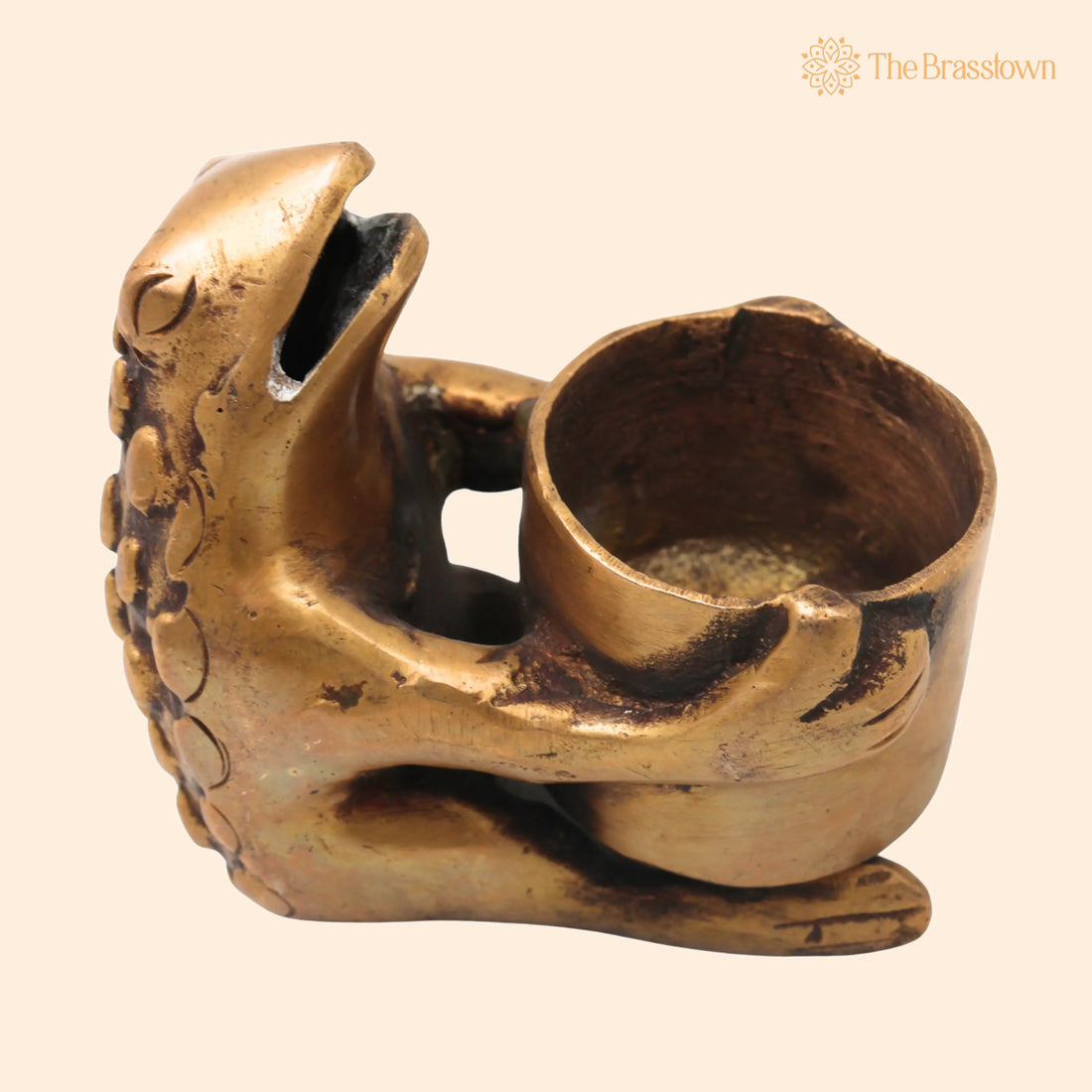 Brass Frog Candle Holder – Handmade Traditional Deepam for Pooja Home Décor Vastu &amp; Spiritual Gifting 3 Inch 1