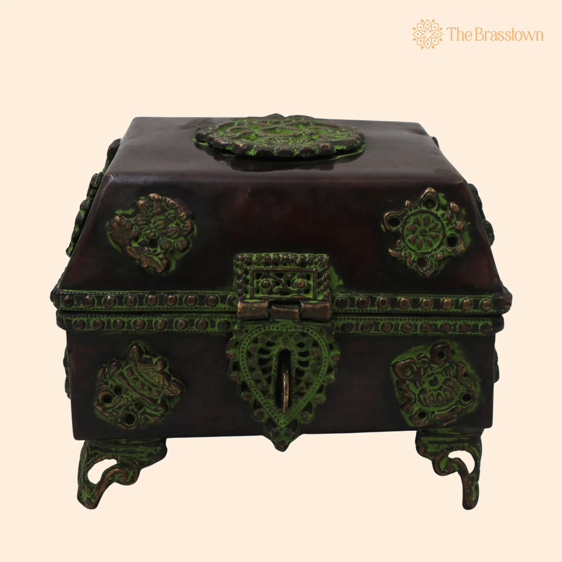 Brass Pooja Box – Handcrafted Traditional Peetal Kumkum Storage Case for Temple Décor &amp; Spiritual Gifting 4.5 Inch 1