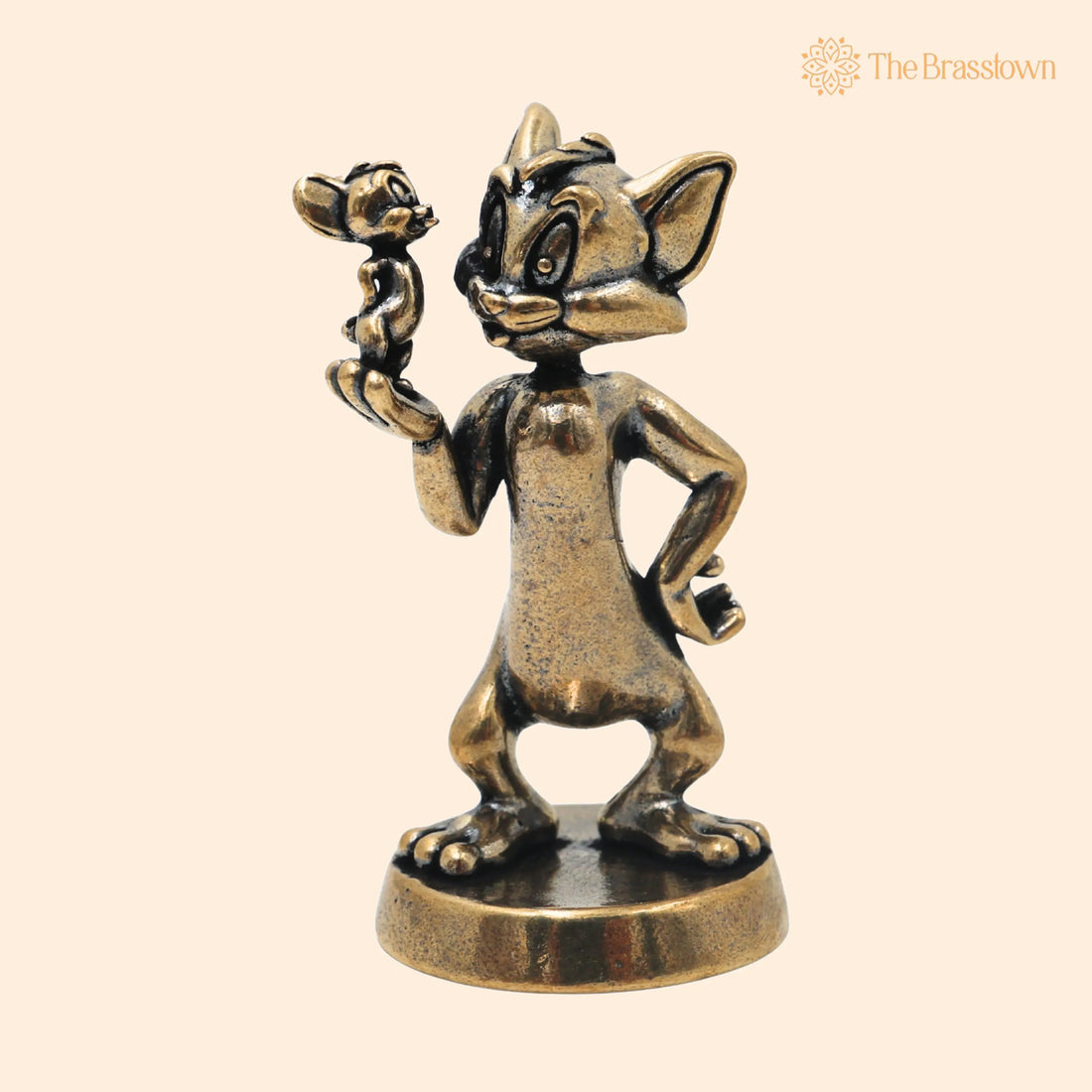 Brass Tom And Jerry Table Decorative Showpiece Handcrafted – Cartoon Collectible Home Décor Gift Figurine 2 Inch 1
