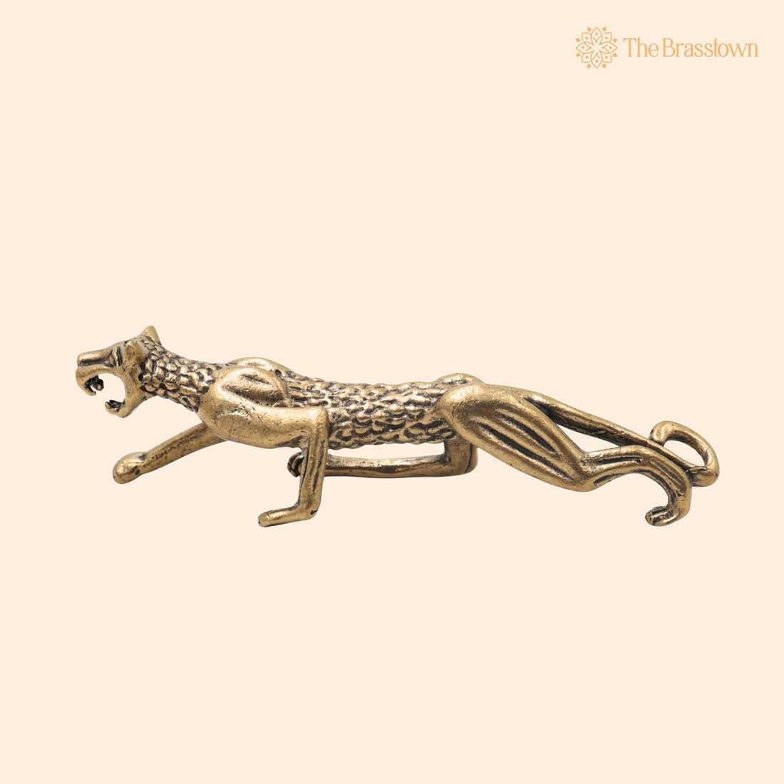 Brass Leopard Panther Table Decorative Handcrafted Wildlife Sculpture for Vastu Home Décor Gifting 1 Inch 1