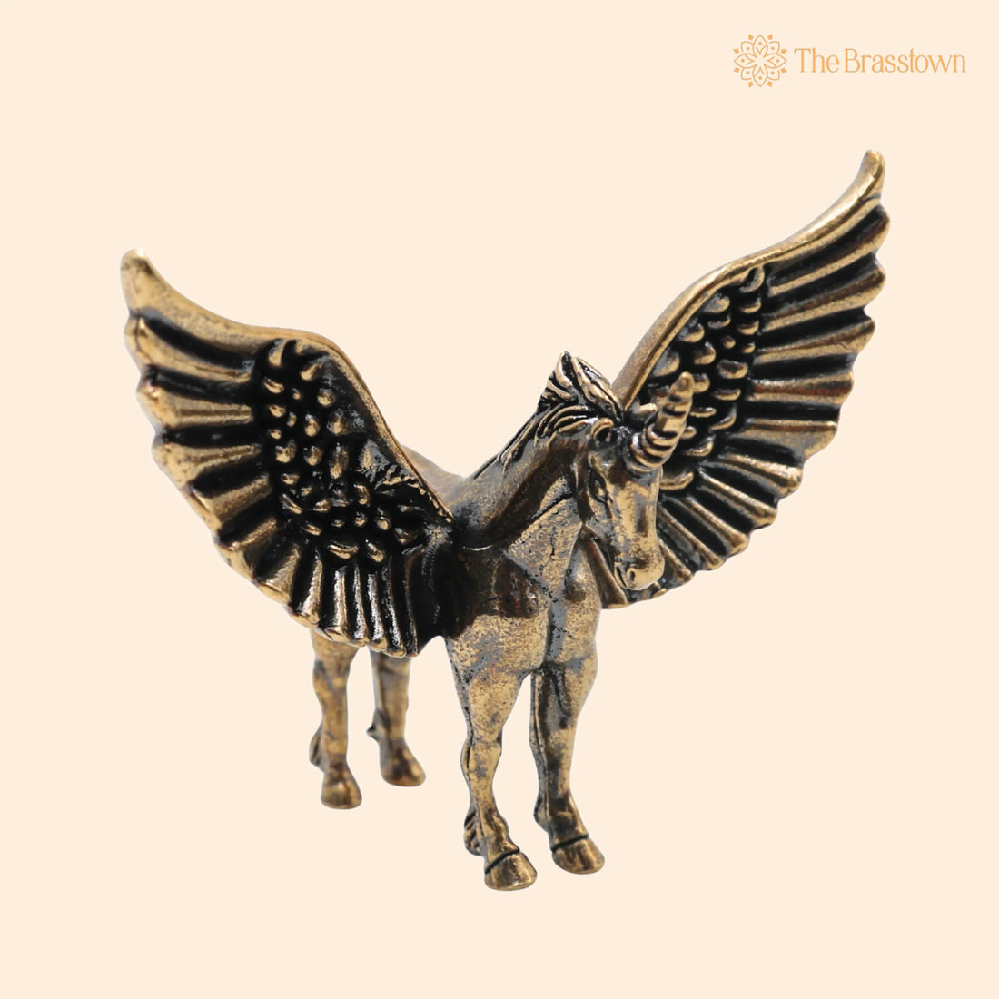 Brass Pegasus Winged Horse Figurine – Handcrafted Table Décor Gift Sculpture for Home &amp; Office 1.5 Inch 1